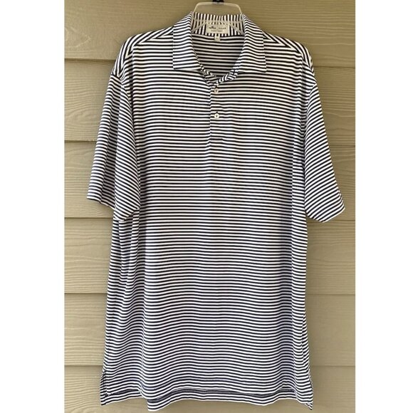Peter Millar Summer Comfort Men's Navy White Striped Polo Shirt Size L - Picture 4 of 14